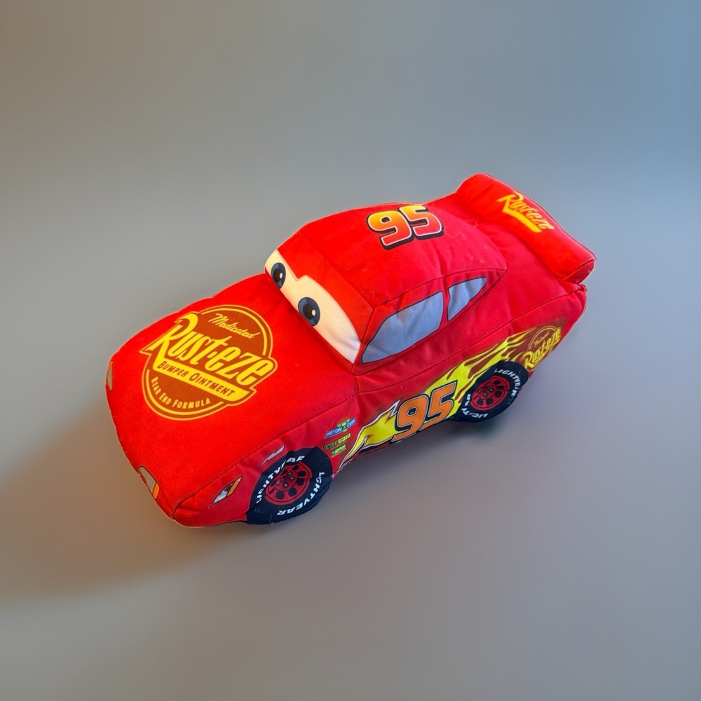 Disney Pixar Cars Lightning McQueen Plush Pillow 16" Rust-Eze #95 Stuffed Toy